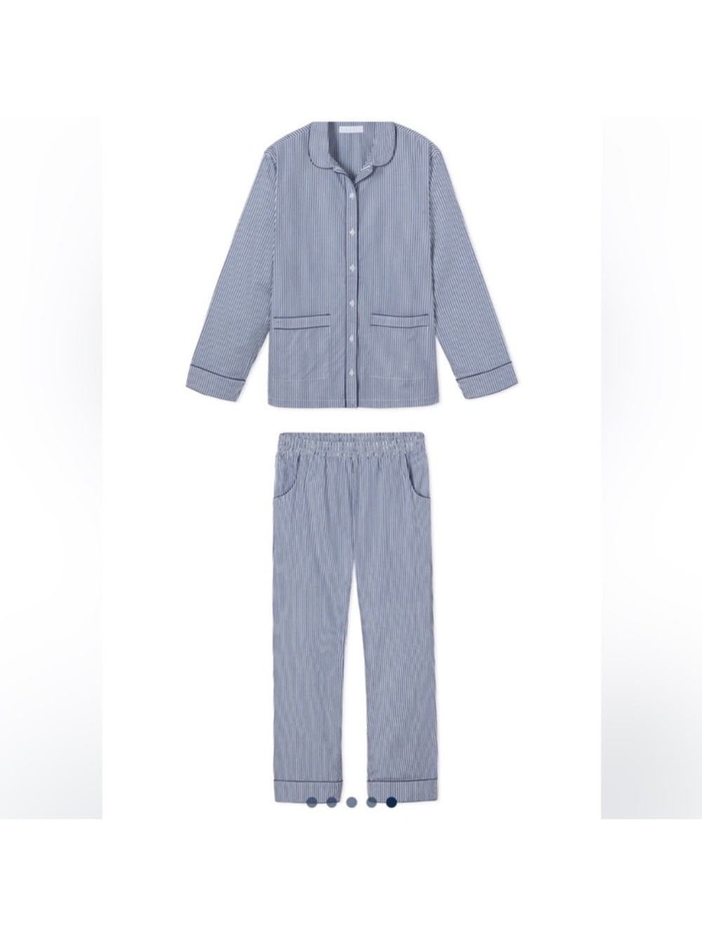 LAKE Poplin Piped Pants Set in Navy Stripe - XS